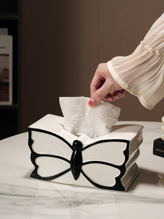 Exquisite Ceramic Butterfly Art Tissue Box - Elegant Home Office Decor