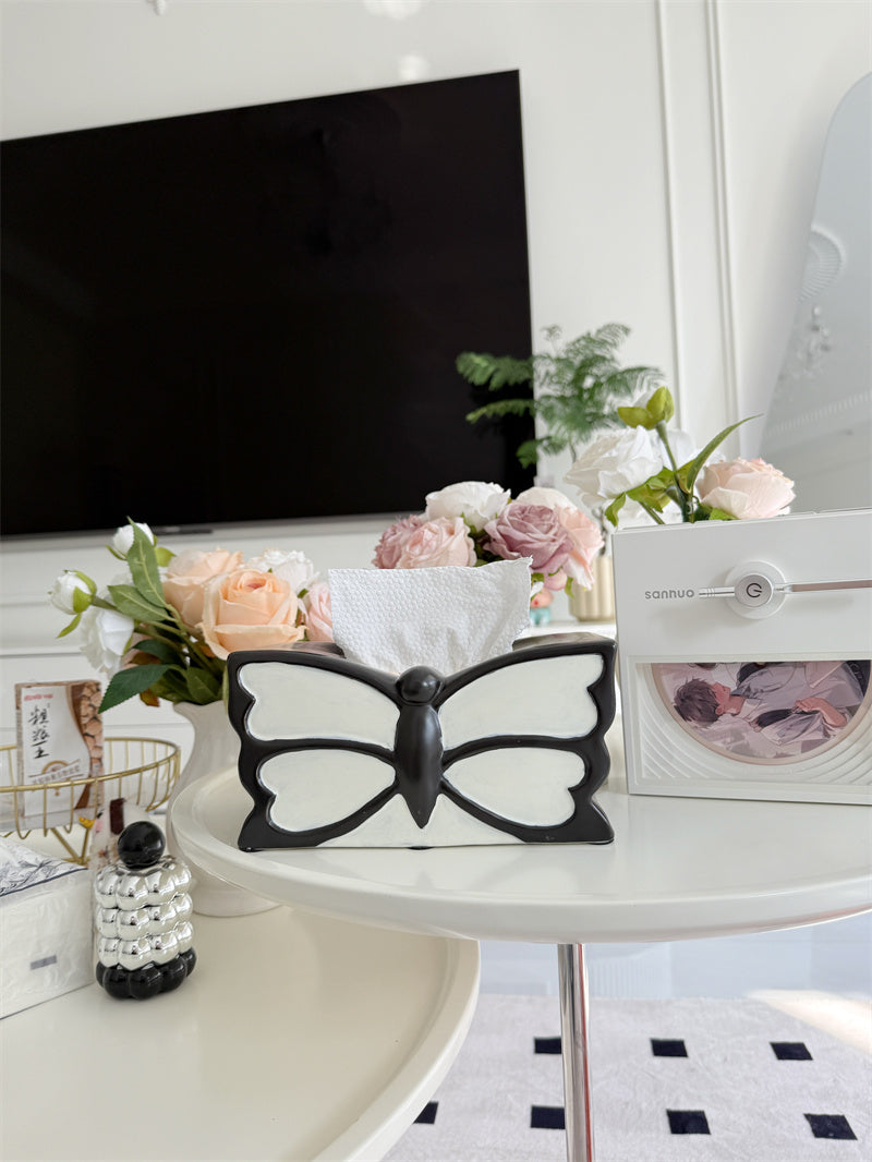 Exquisite Ceramic Butterfly Art Tissue Box - Elegant Home Office Decor