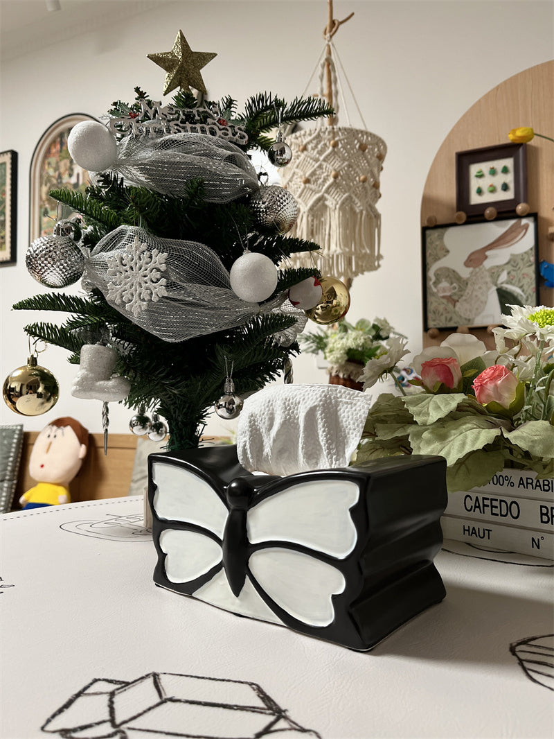 Exquisite Ceramic Butterfly Art Tissue Box - Elegant Home Office Decor