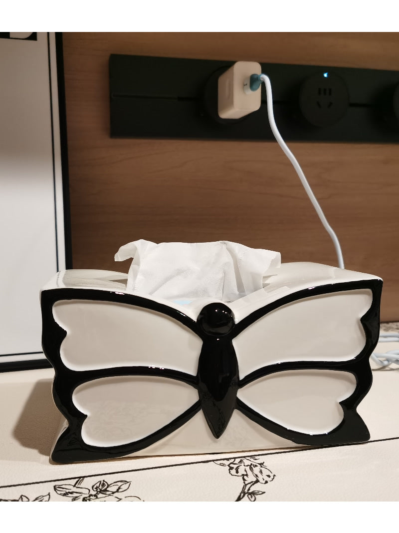 Exquisite Ceramic Butterfly Art Tissue Box - Elegant Home Office Decor