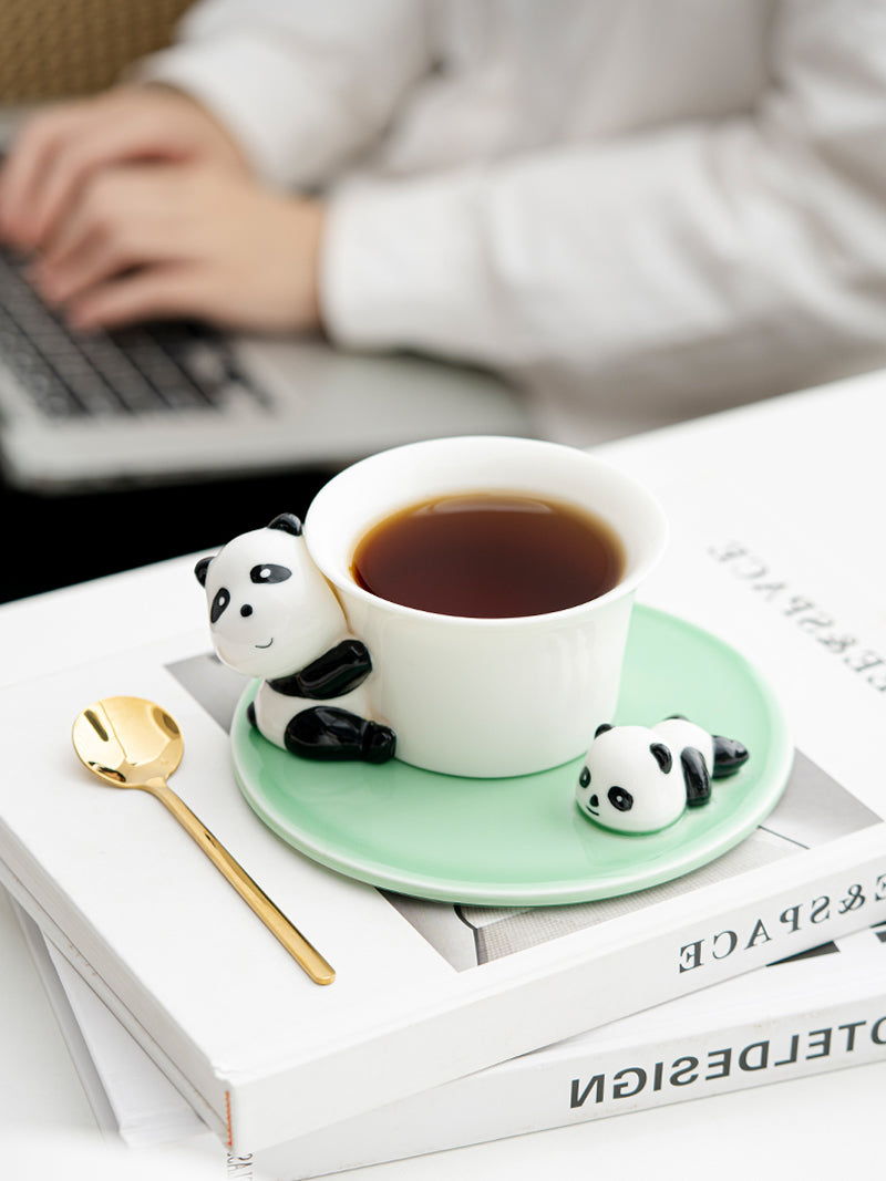Exquisite Ceramic Panda Coffee Cup With Dish, Creative Gift Idea
