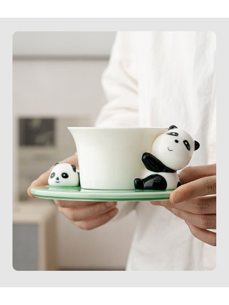 Exquisite Ceramic Panda Coffee Cup With Dish, Creative Gift Idea