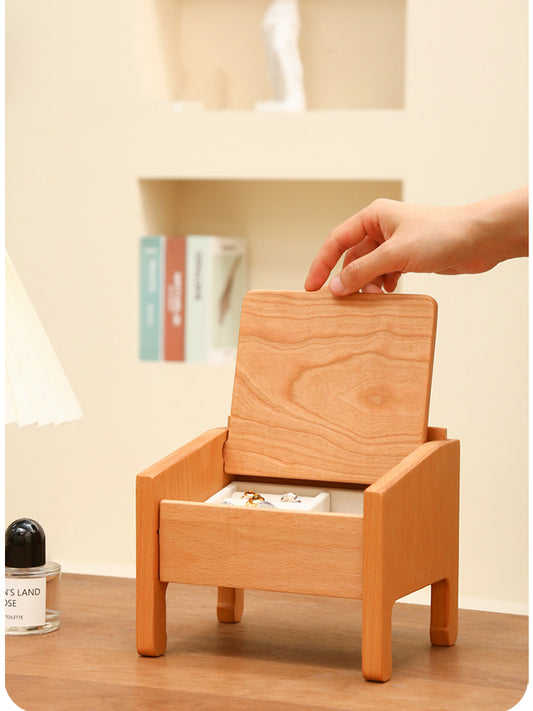 Exquisite wooden piano jewelry box, desktop ring necklace storage