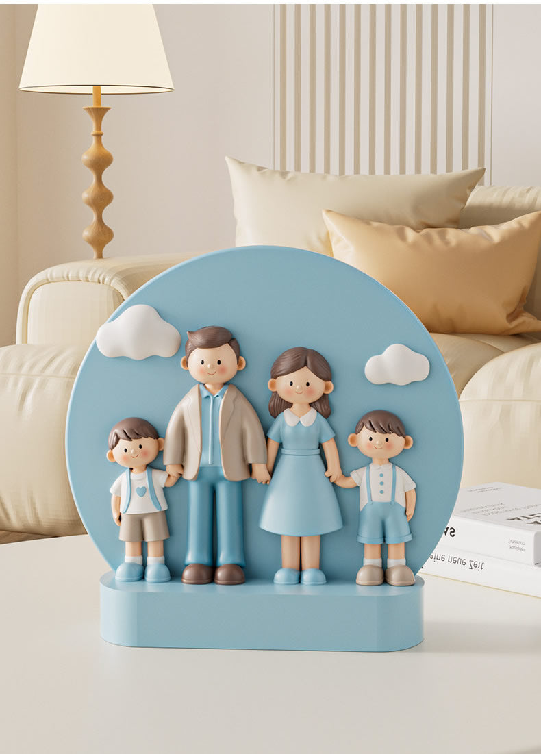 Family of 4 Figurine Cute Hand-Holding Family Statue for Living Room Home Decor Anniversary Housewarming Gift