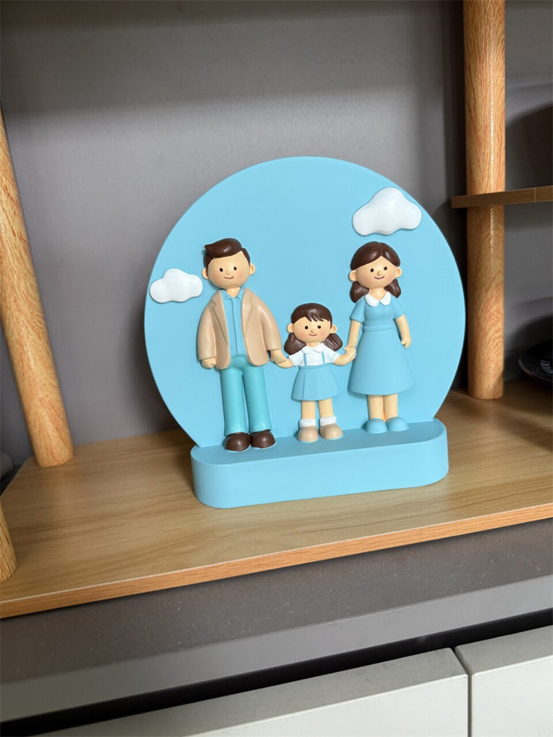 Family of 4 Figurine Cute Hand-Holding Family Statue for Living Room Home Decor Anniversary Housewarming Gift