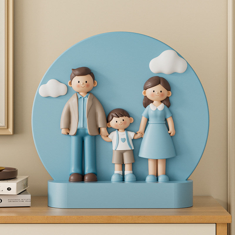 Family of 4 Figurine Cute Hand-Holding Family Statue for Living Room Home Decor Anniversary Housewarming Gift