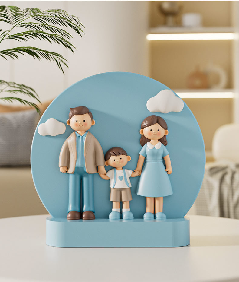 Family of 4 Figurine Cute Hand-Holding Family Statue for Living Room Home Decor Anniversary Housewarming Gift
