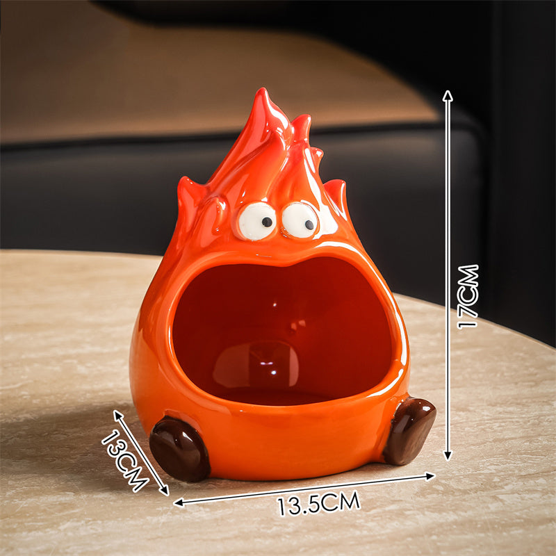 Flame Ceramic Tissue Box & Storage Organizer, Whimsical Anime - Themed Home Decor