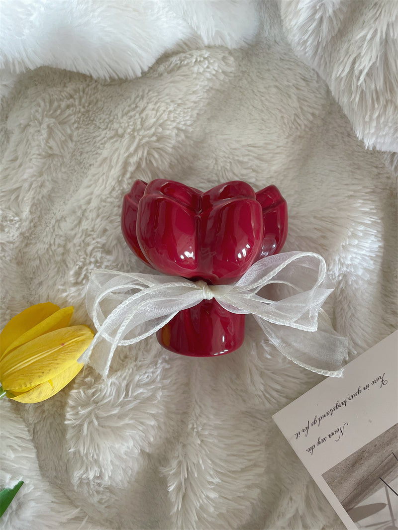 Flower - Shaped Ceramic Vase, Romantic Decorative Vases for Home&Wedding