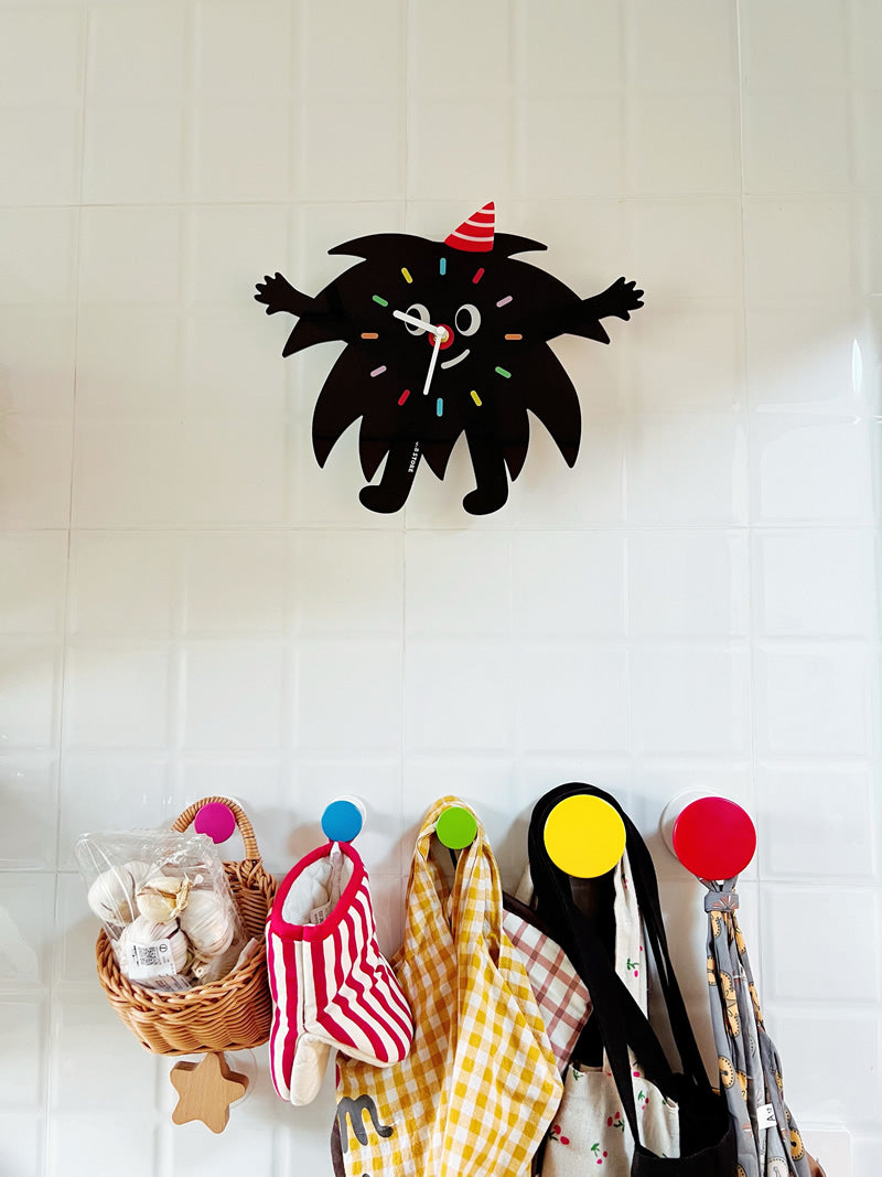 Fun Black Little Monster Decorative Wall Clock, Children'S Room Decoration