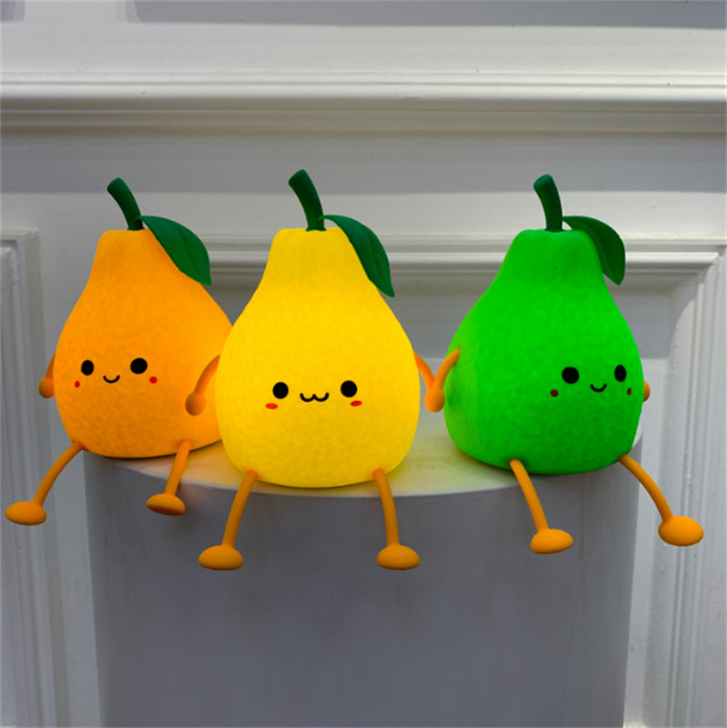 Fun Cartoon Fruit Night Light, Colorful Pear Atmosphere Light