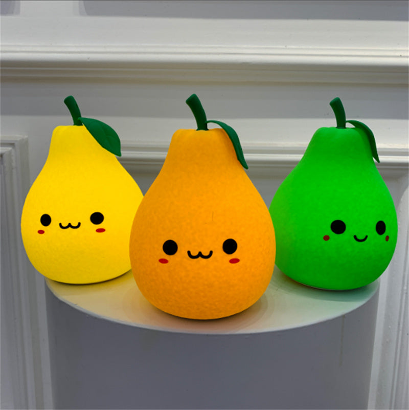 Fun Cartoon Fruit Night Light, Colorful Pear Atmosphere Light
