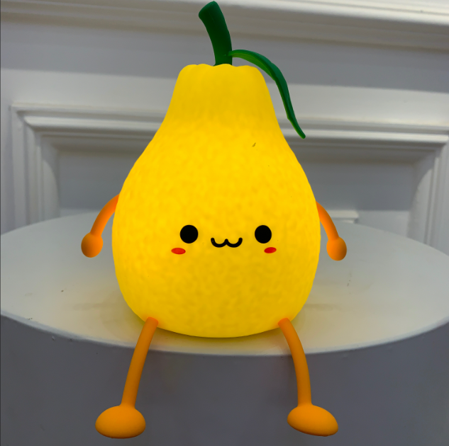 Fun Cartoon Fruit Night Light, Colorful Pear Atmosphere Light