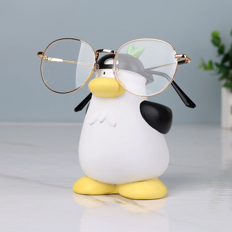 Fun Cartoon Seagull with Baseball Cap Glasses Stand -  Creative Desk Decor