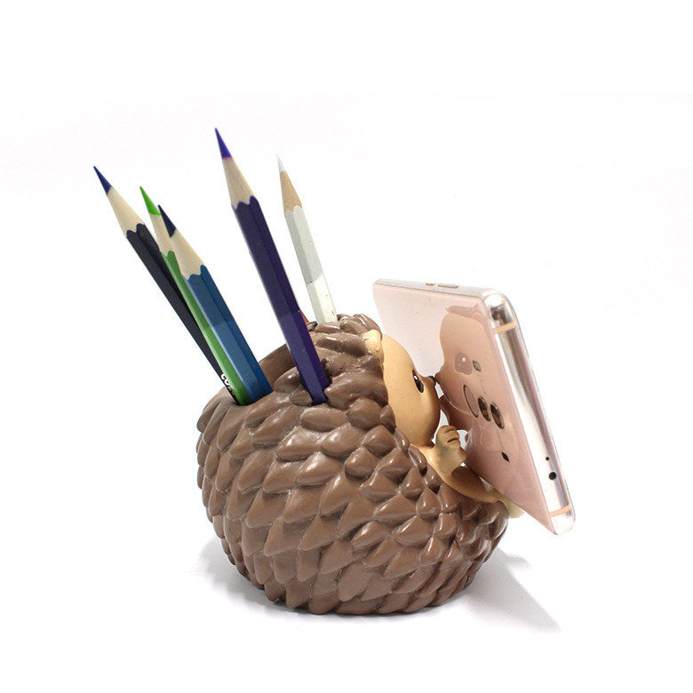 Fun Hedgehog Office Pen Holder,  Phone Holder, Desktop Organizer
