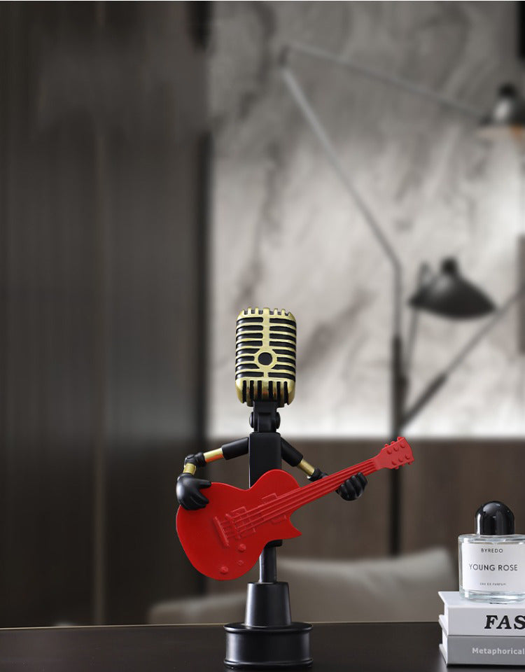 Fun Microphone Design Fun Microphone Figurine Guitarist Sculpture - Unique Musical Decor ...