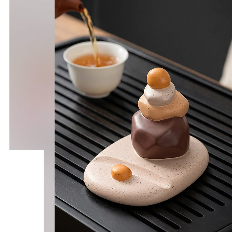 Fun Pebble Phone Holder,Stacked Stone Balance Phone Stand, Speckled Resin Cairn Cell Phone Holder , Unique Calming Gift for Office & Home