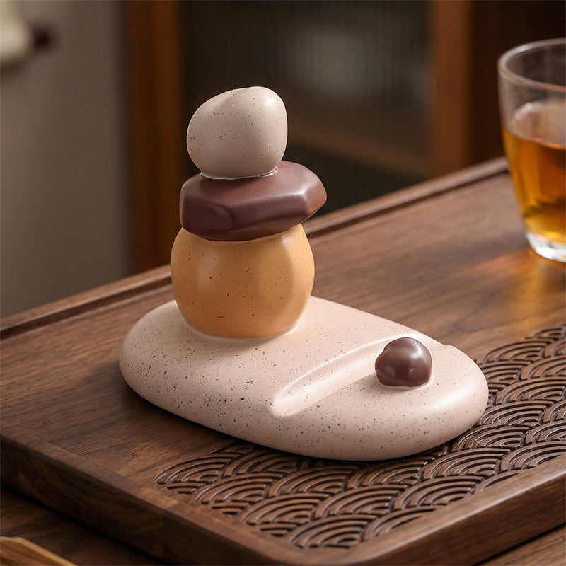 Fun Pebble Phone Holder,Stacked Stone Balance Phone Stand, Speckled Resin Cairn Cell Phone Holder , Unique Calming Gift for Office & Home