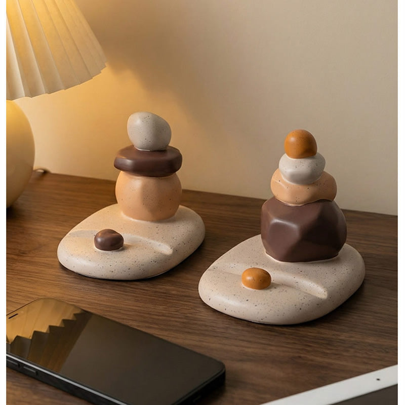Fun Pebble Phone Holder,Stacked Stone Balance Phone Stand, Speckled Resin Cairn Cell Phone Holder , Unique Calming Gift for Office & Home