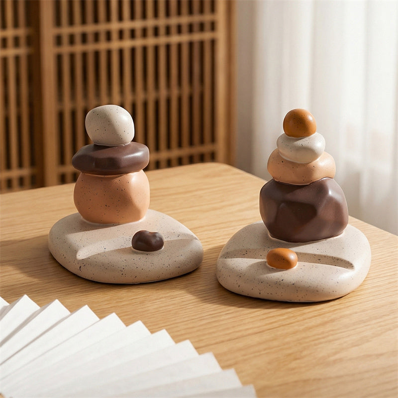 Fun Pebble Phone Holder,Stacked Stone Balance Phone Stand, Speckled Resin Cairn Cell Phone Holder , Unique Calming Gift for Office & Home