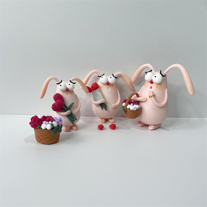 Funny Big-Eyed Rabbit Desktop Small Ornaments, Creative Gift – More Angle