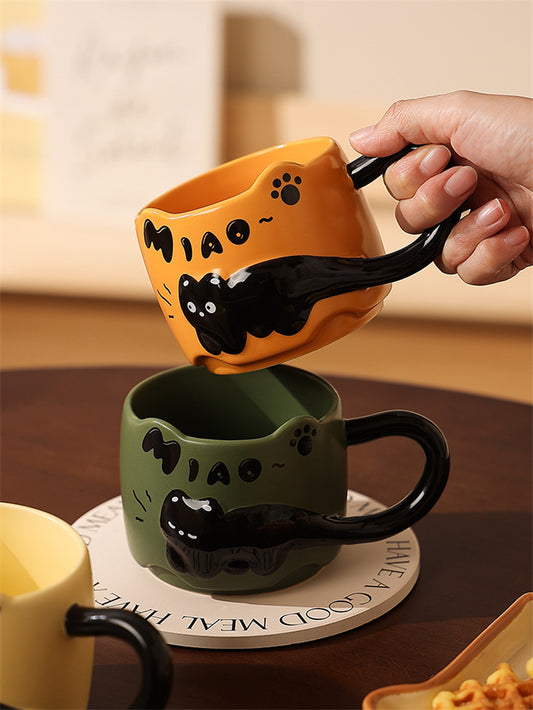 Funny Black Cat Ceramic Mug, Coffee Cup