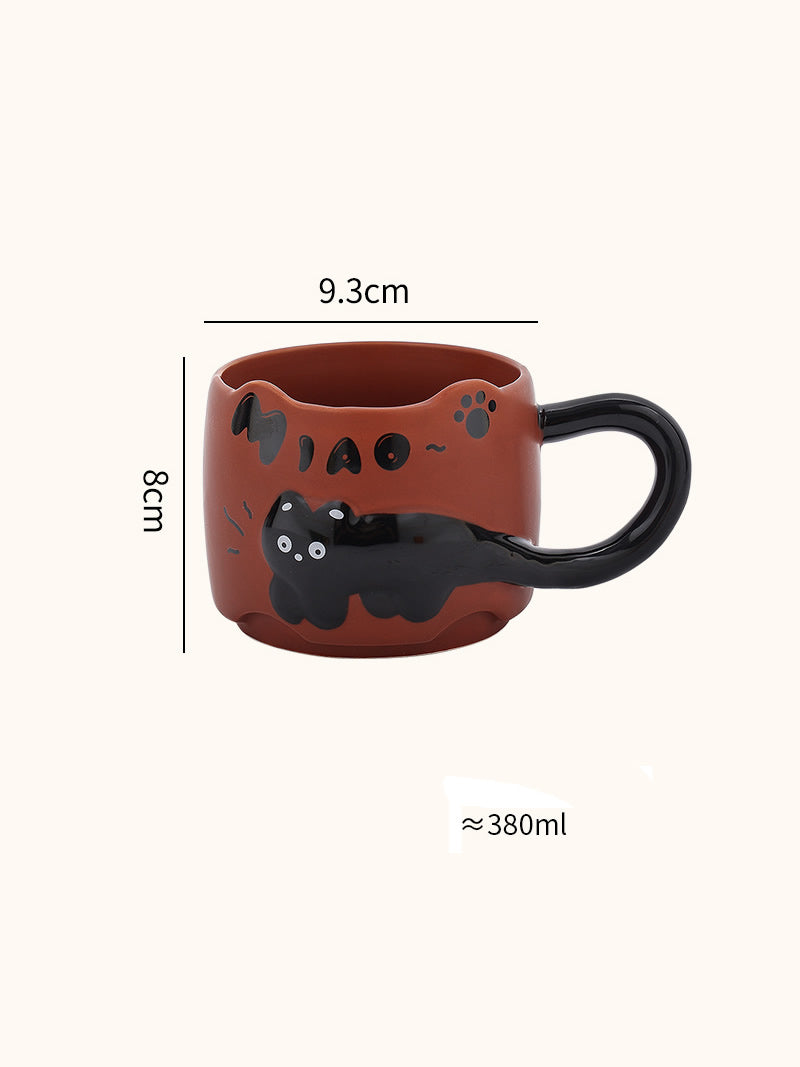 Funny Black Cat Ceramic Mug, Coffee Cup