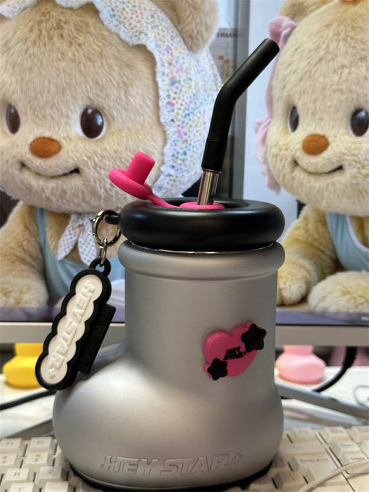 Funny Boot-Shaped Glass Straw Cup - Cute Style Water Bottle with Silicone Straw