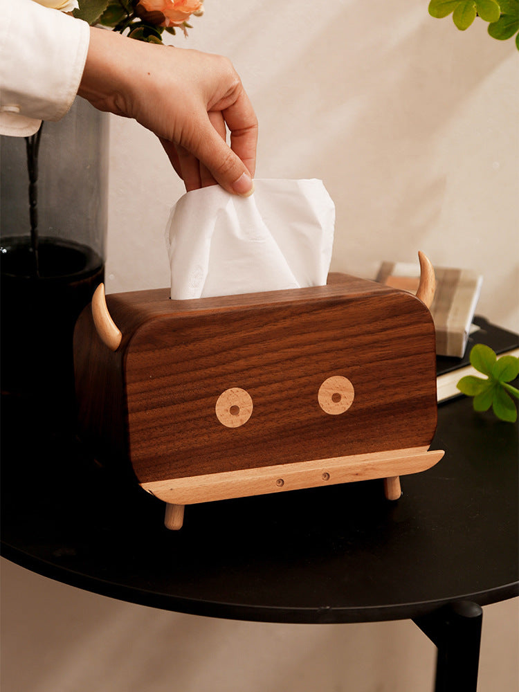 Funny Bull Wooden Tissue Box, Unique Home And Office Decoration