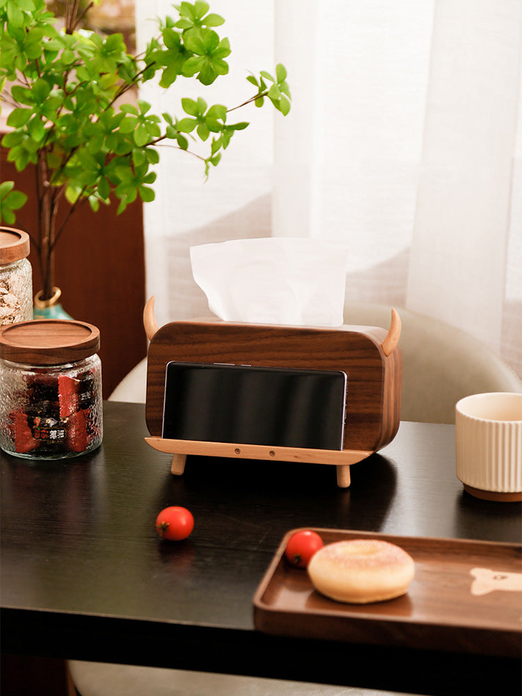 Funny Bull Wooden Tissue Box, Unique Home And Office Decoration