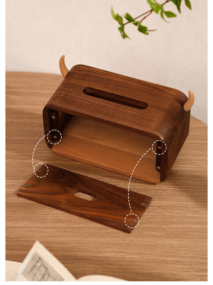 Funny Bull Wooden Tissue Box, Unique Home And Office Decoration