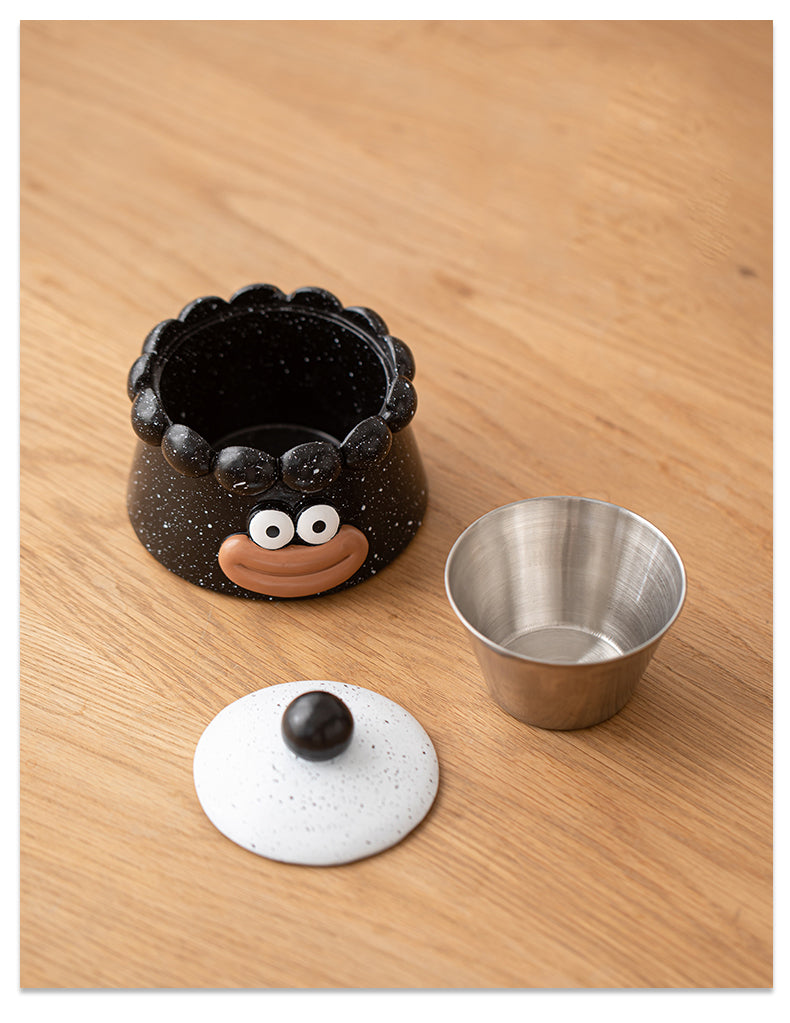 Funny Cartoon Face Ashtray with Lid - Big Eyes & Lips Design