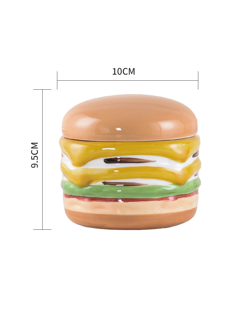 Funny Ceramic Hamburger Ashtray, Unique Desktop Decoration
