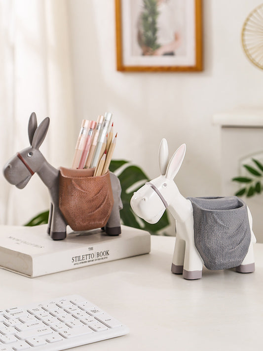 Funny Little Donkey Office Pen Holder, Desktop Organize Storage