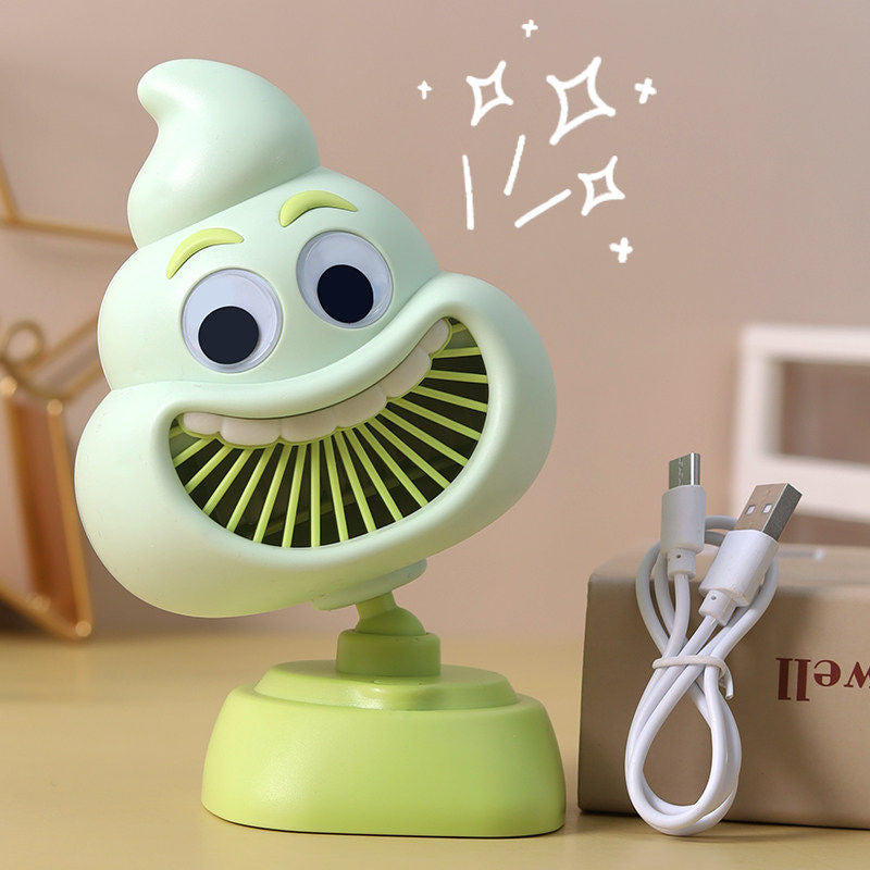Funny Poop Emoji Mini Rechargeable Desk Fan,Alternative Gift