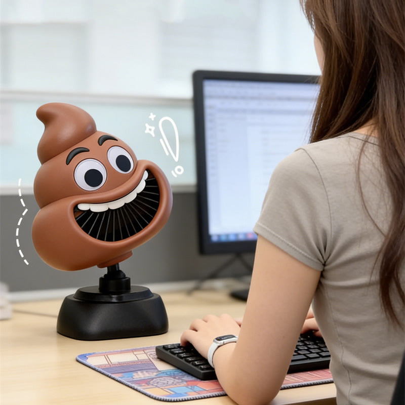 Funny Poop Emoji Mini Rechargeable Desk Fan,Alternative Gift