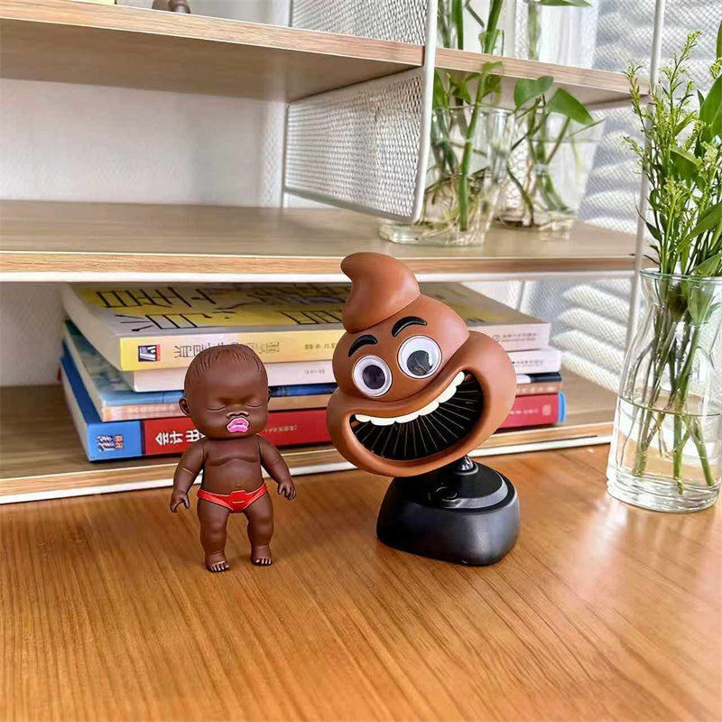 Funny Poop Emoji Mini Rechargeable Desk Fan,Alternative Gift