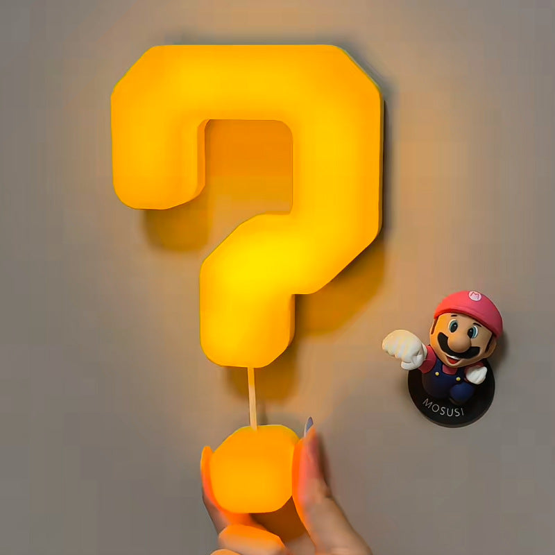 Funny Question Mark Pull String Night Light, USB Type-C Rechargeable Wall Mount Ambient Lamp,  Bedroom Decor Light, Novelty Gift for Gamers Kids
