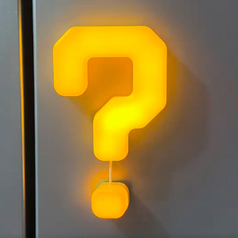 Funny Question Mark Pull String Night Light, USB Type-C Rechargeable Wall Mount Ambient Lamp,  Bedroom Decor Light, Novelty Gift for Gamers Kids