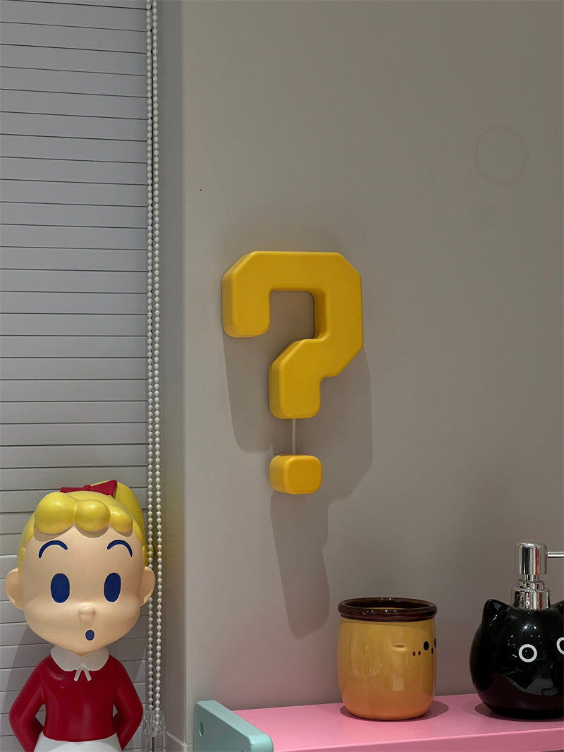Funny Question Mark Pull String Night Light, USB Type-C Rechargeable Wall Mount Ambient Lamp,  Bedroom Decor Light, Novelty Gift for Gamers Kids