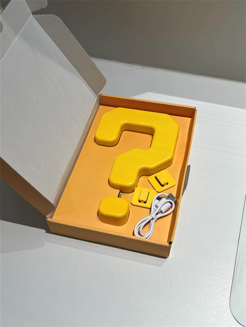 Funny Question Mark Pull String Night Light, USB Type-C Rechargeable Wall Mount Ambient Lamp,  Bedroom Decor Light, Novelty Gift for Gamers Kids