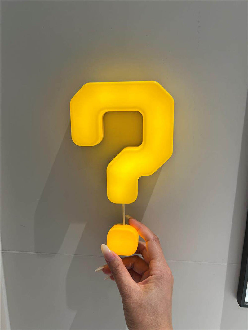 Funny Question Mark Pull String Night Light, USB Type-C Rechargeable Wall Mount Ambient Lamp,  Bedroom Decor Light, Novelty Gift for Gamers Kids