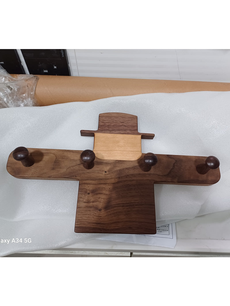 Scarecrow Wooden Wall Hooks - Rustic Coat Rack , Minimalist  Organizer for Keys, Bags & Hats
