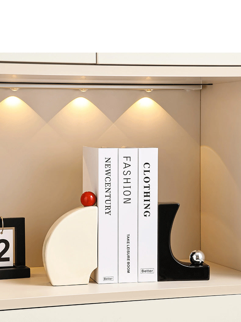 Geometric Art Ceramic Bookends - Unique and Functional Book Organizers