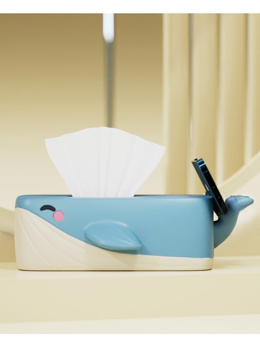 Geometric Art Whale Tissue Box - Modern Decorative for Home & Office Desk