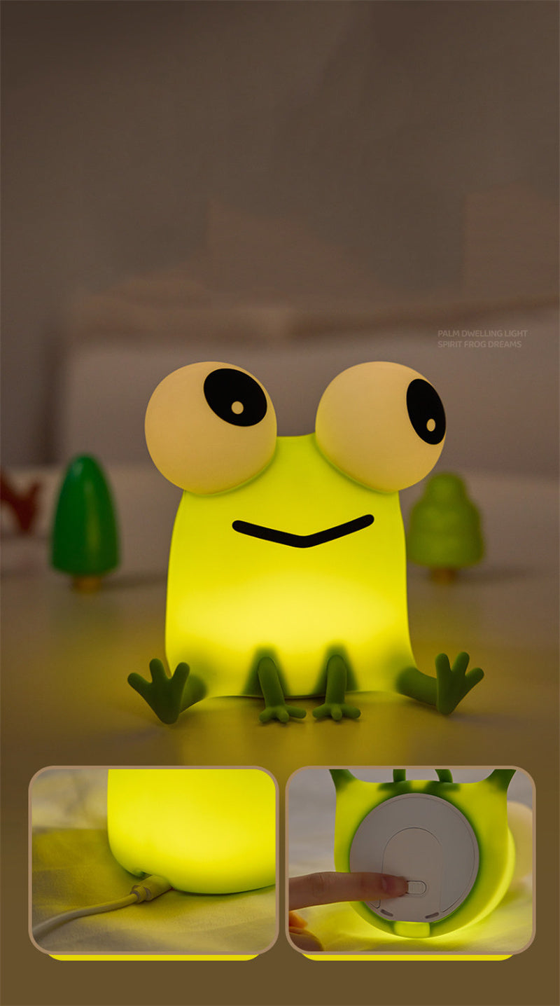 Glowing Frog Night Light & Phone Stand – Cute LED Desk Lamp for Kids, Room Decor