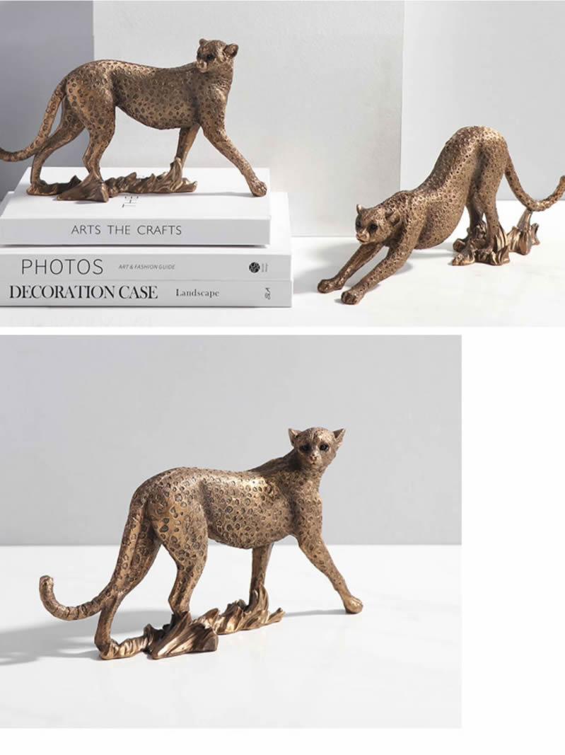 Golden Leopard Sculpture Ornaments, Living Room Office Desk Decoration, Exquisite Gifts