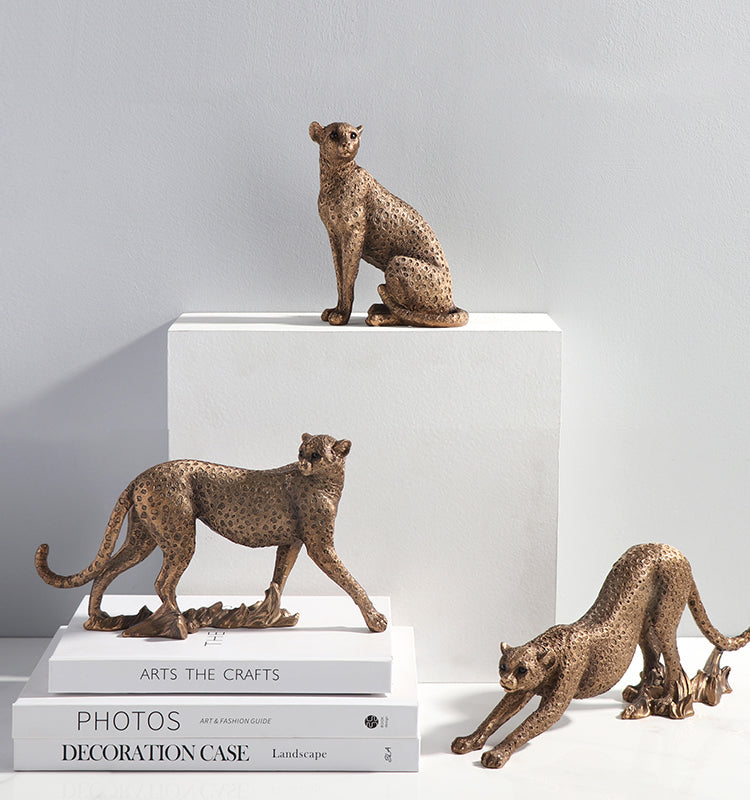 Golden Leopard Sculpture Ornaments, Living Room Office Desk Decoration, Exquisite Gifts