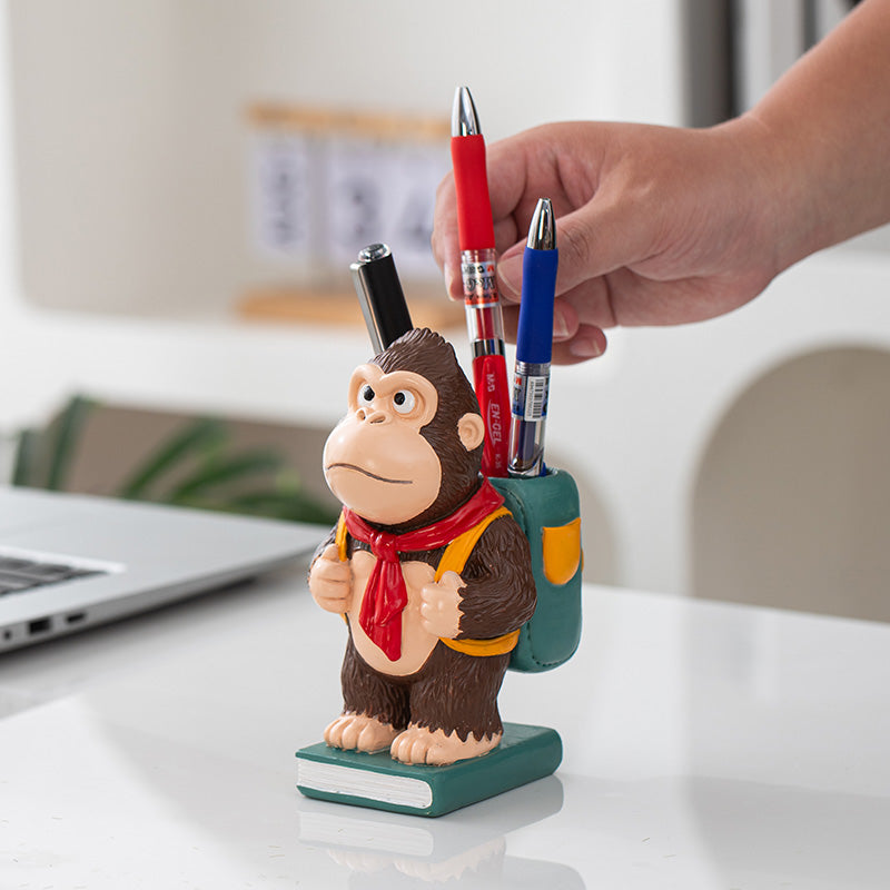Gorilla Desk Pen Holder, Whimsical Animal Office&Study Organizer