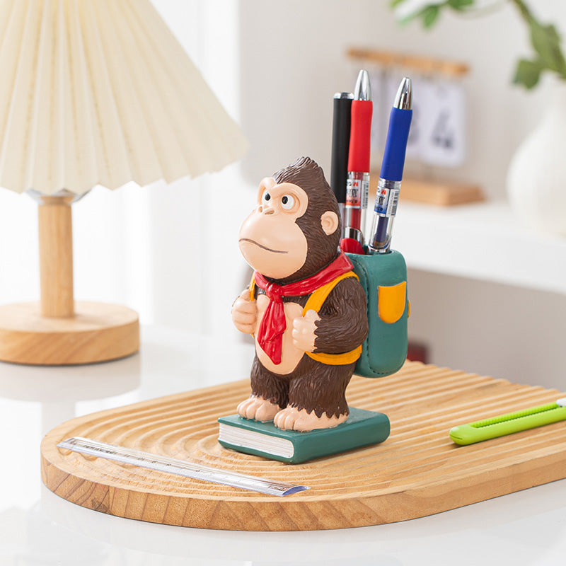 Gorilla Desk Pen Holder, Whimsical Animal Office&Study Organizer